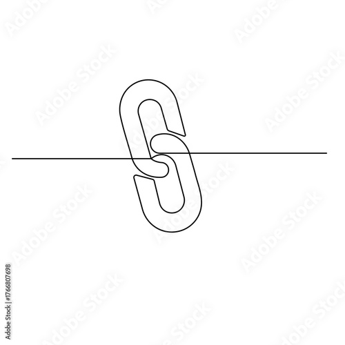 Chain link  icon   continuous one line drawing of outline vector illustration 