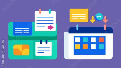 A before and after illustration of a persons memory calendar showcasing how using a personalized one has helped them stay organized and remember important events.. Vector illustration