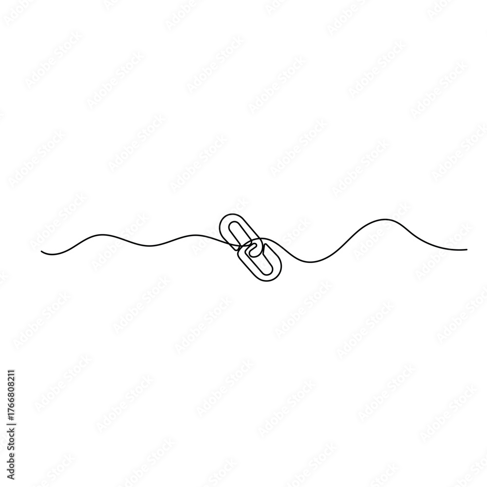 Obraz premium Chain link icon continuous one line drawing of outline vector illustration 