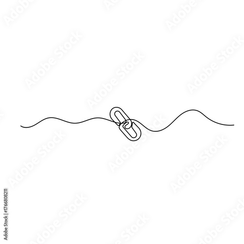 Chain link  icon   continuous one line drawing of outline vector illustration 
