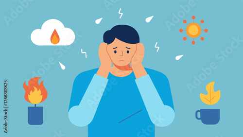 A caregiver experiencing physical symptoms of burnout such as headaches muscle tension and digestive issues as a result of prolonged stress and exhaustion.. Vector illustration