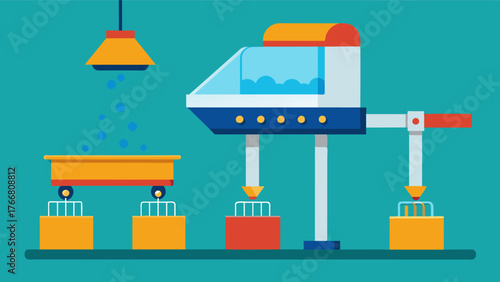 A feeder equipped with a selfcleaning mechanism eliminating the need for manual cleaning and reducing the risk of contamination.. Vector illustration
