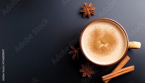 Wallpaper Mural chai latte top down view space for text Torontodigital.ca