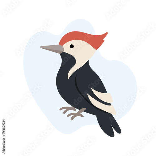 Colorful Woodpecker with Distinctive Plumage Perched Gracefully Against a Soft, Abstract Background . Forest animal and Woodland fauna