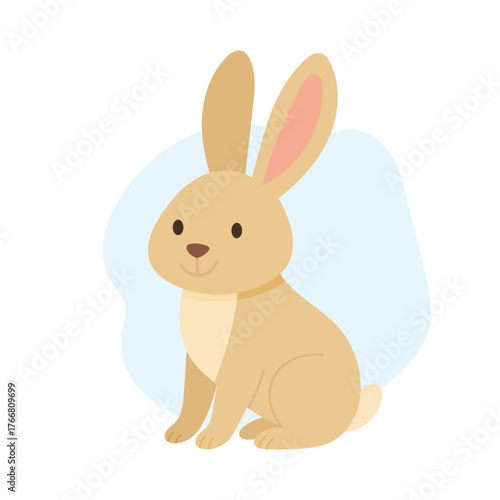 Charming Cartoon Bunny Sitting Comfortably with Soft Features and a Serene Background. Forest animal and Woodland fauna