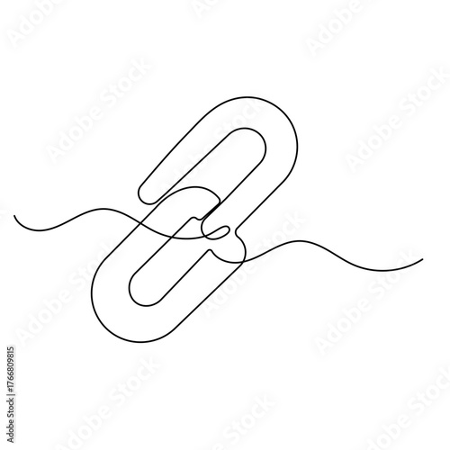 Chain link  icon   continuous one line drawing of outline vector illustration 