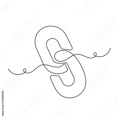 Chain link  icon   continuous one line drawing of outline vector illustration 