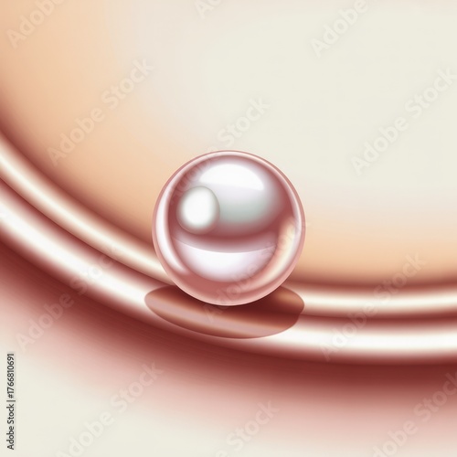 Elegant single pearl resting on smooth silken fabric with soft gradient lighting for luxury beauty and skincare concepts