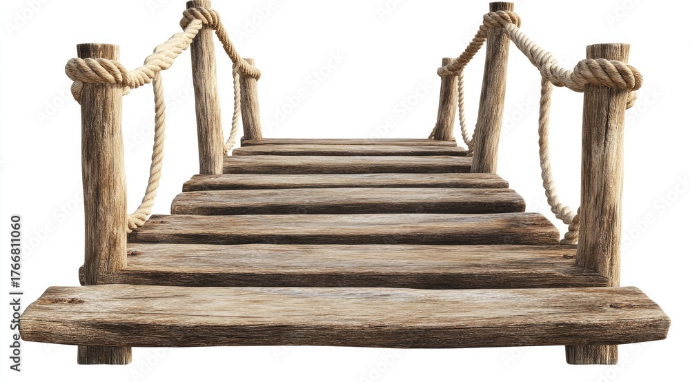Obraz premium Wooden bridge with rope railing (3)