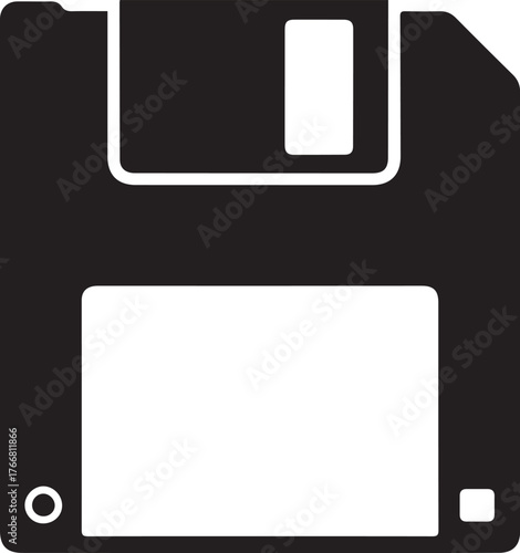 Black Vector Floppy Disk Icon | Minimal Flat Modern Design