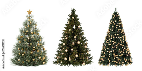 Set of christmas trees isolated on white