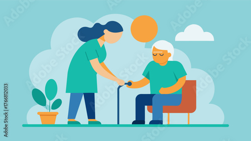 A caregiver being taught how to adapt their caregiving techniques for patients with different types of dementia such as Alzheimers or vascular dementia.. Vector illustration