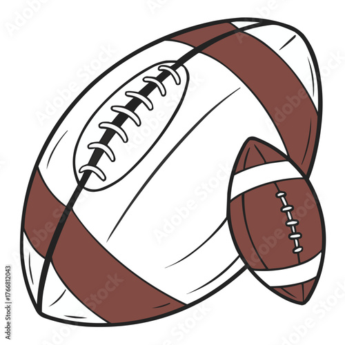 An illustrated brown leather American football ball with white laces, ready for play, on a plain white background.