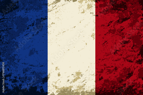 French flag brush stroke grunge style background layout. Vector illustration.