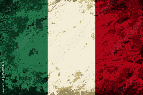Italian flag brush stroke grunge style background layout. Vector illustration.