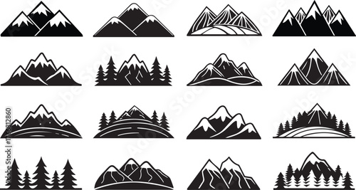 Collection of Mountain and Forest Silhouettes