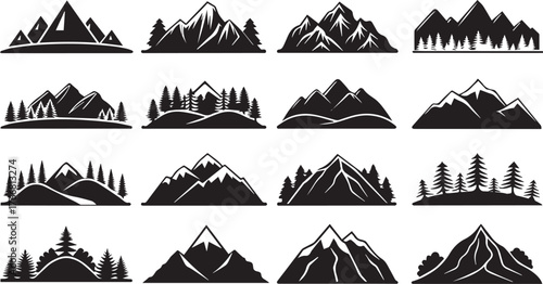 Collection of Mountain and Forest Silhouettes
