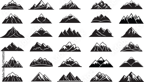 Collection of Mountain and Forest Silhouettes