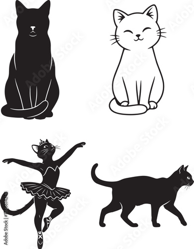 cat silhouette on white background