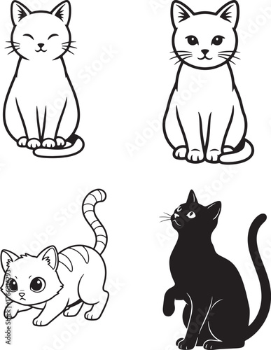 cat silhouette on white background