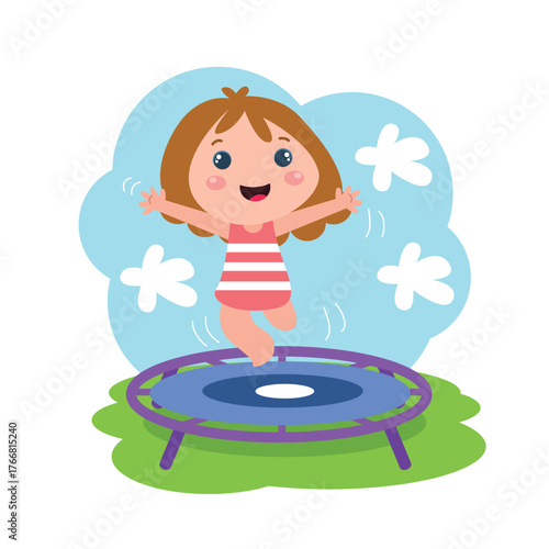 Little girls play. Children's activities.vector template design illustration