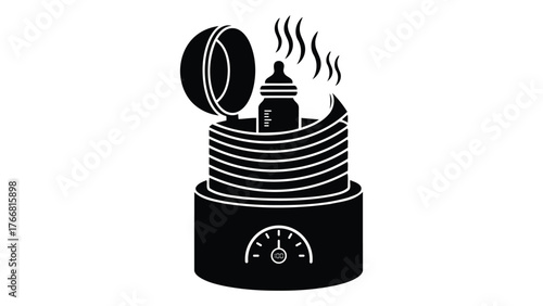 Baby bottle warmer icon on represents heating and temperature control