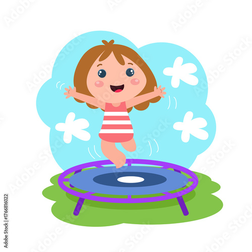 Little girls play. Children's activities.vector template design illustration