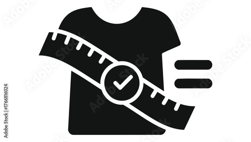 Tshirt size measurement icon on clothing size guide and measurement concept