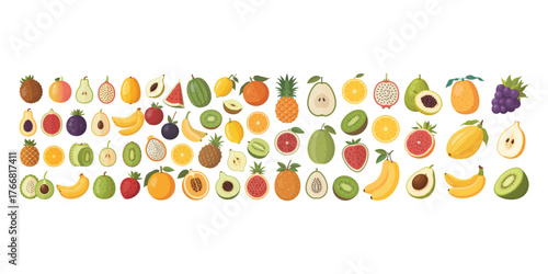 Variety of fresh and healthy fruits with vibrant colors and textures