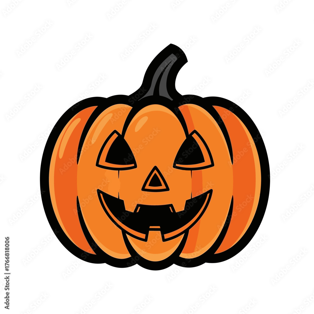 Fototapeta premium Happy Halloween Jack-o-lantern Pumpkin Cartoon Illustration