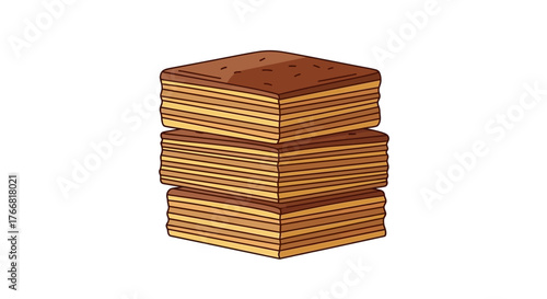 Illustration of Stacked Pastry Layers with Crumbly Texture, Perfect for Dessert and Sweet Treats