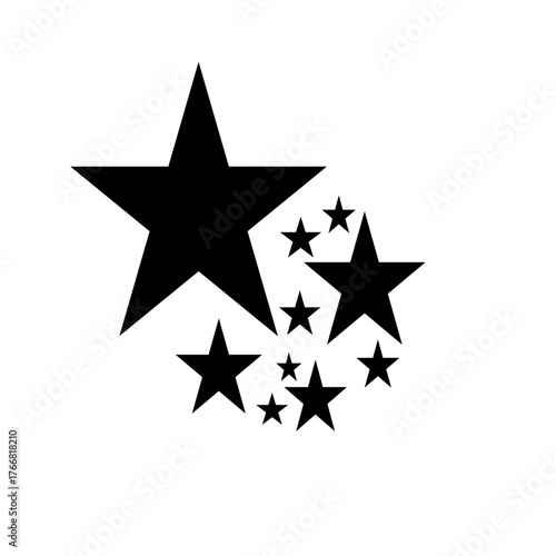 Star Silhouette of the falling of Comets, Meteorites, Asteroids, the sparks of fireworks. Vector design elements isolated on white background