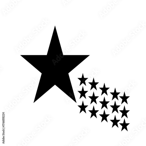 Star Silhouette of the falling of Comets, Meteorites, Asteroids, the sparks of fireworks. Vector design elements isolated on white background