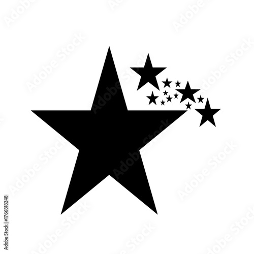 Star Silhouette of the falling of Comets, Meteorites, Asteroids, the sparks of fireworks. Vector design elements isolated on white background