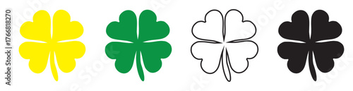 Four Leaf Clover Icons In Different Colors And Styles