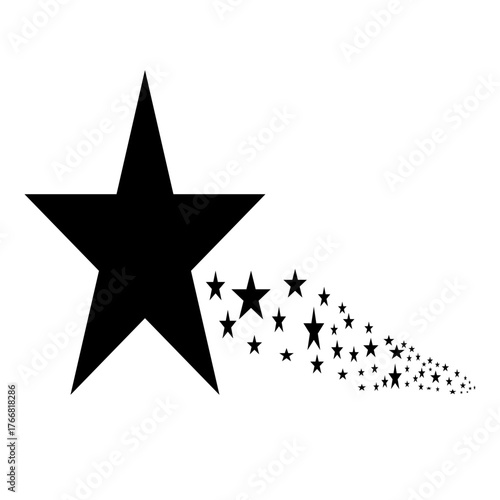 Star Silhouette of the falling of Comets, Meteorites, Asteroids, the sparks of fireworks. Vector design elements isolated on white background