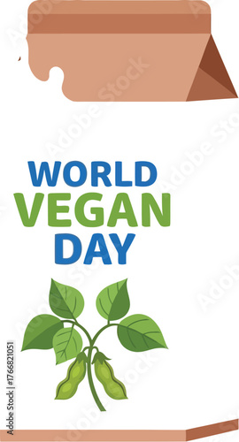 Vector art of world vegan day milk box