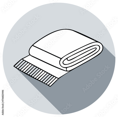 Folded Towel with Fringe Icon Line Art with Long Shadow