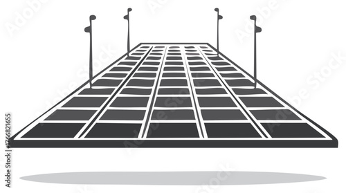 Renewable energy future with extensive solar panel grid and power poles