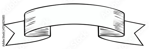 Blank vintage banner ribbon with decorative elements, isolated illustration