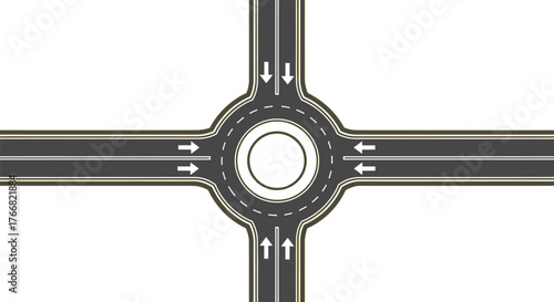 Illustration of a roundabout on a yellow background vector graphic