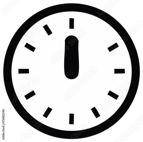 Clock Illustration Showing Time as One O'clock