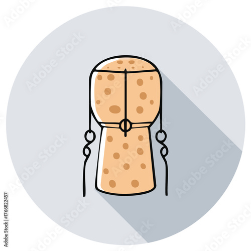 Celebration Champagne Cork with Muzzle Wire Illustration in Minimalist Style
