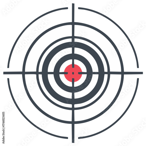 Crosshair target for precision accuracy aiming in business, focus on achievement with red center circle target