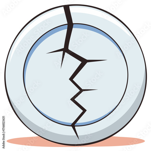 Simple illustration of a broken white plate with a large crack
