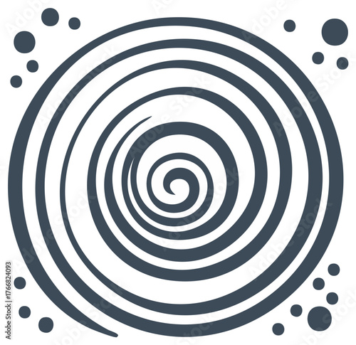 Abstract Dark Spiral Vortex with Bubbles Floating Around