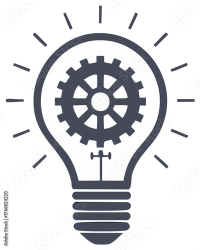 Lightbulb with Gear Inside Representing Innovation and Engineering Concepts