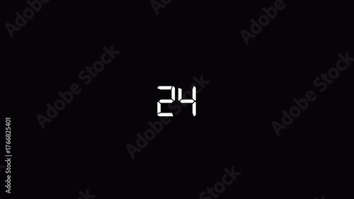 Digital  countdown timer 30 seconds animation from 30 to 0 second on transparent background, 30 seconds countdown,countdown timer,countdown in 4k.
