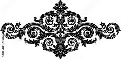 Elegant black ornate flourish design adds sophisticated vintage charm to invitations, stationery, and decorative projects.