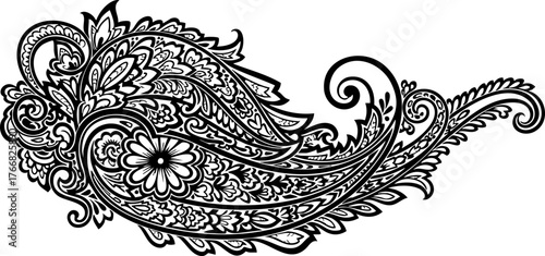 Photography Elegant black and white paisley motif design evokes timeless artistry perfect fo